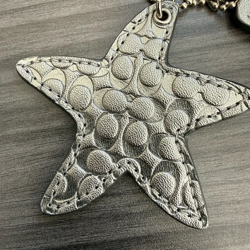 Coach Poppy Era Metallic Star Hang Tag Set Logo Charm Keychain
